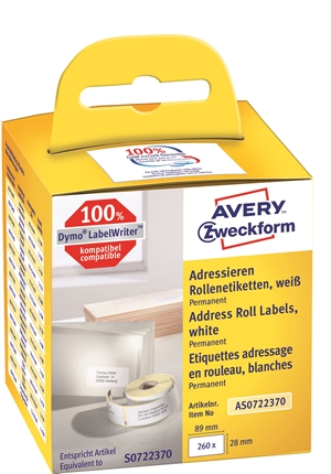 Avery Etikettenrolle 89 x 28 mm, 2 x 130 Stück